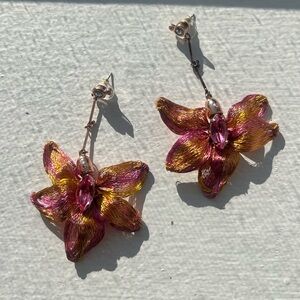 Colette Malouf floral mesh wire drop earrings